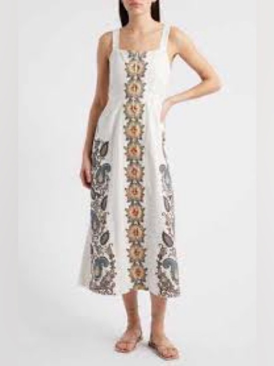 Cleobella Dresses & Skirts - NWT Cleobella Jolene Placement Print Midi Sundress Linen MSRP $298 Medium